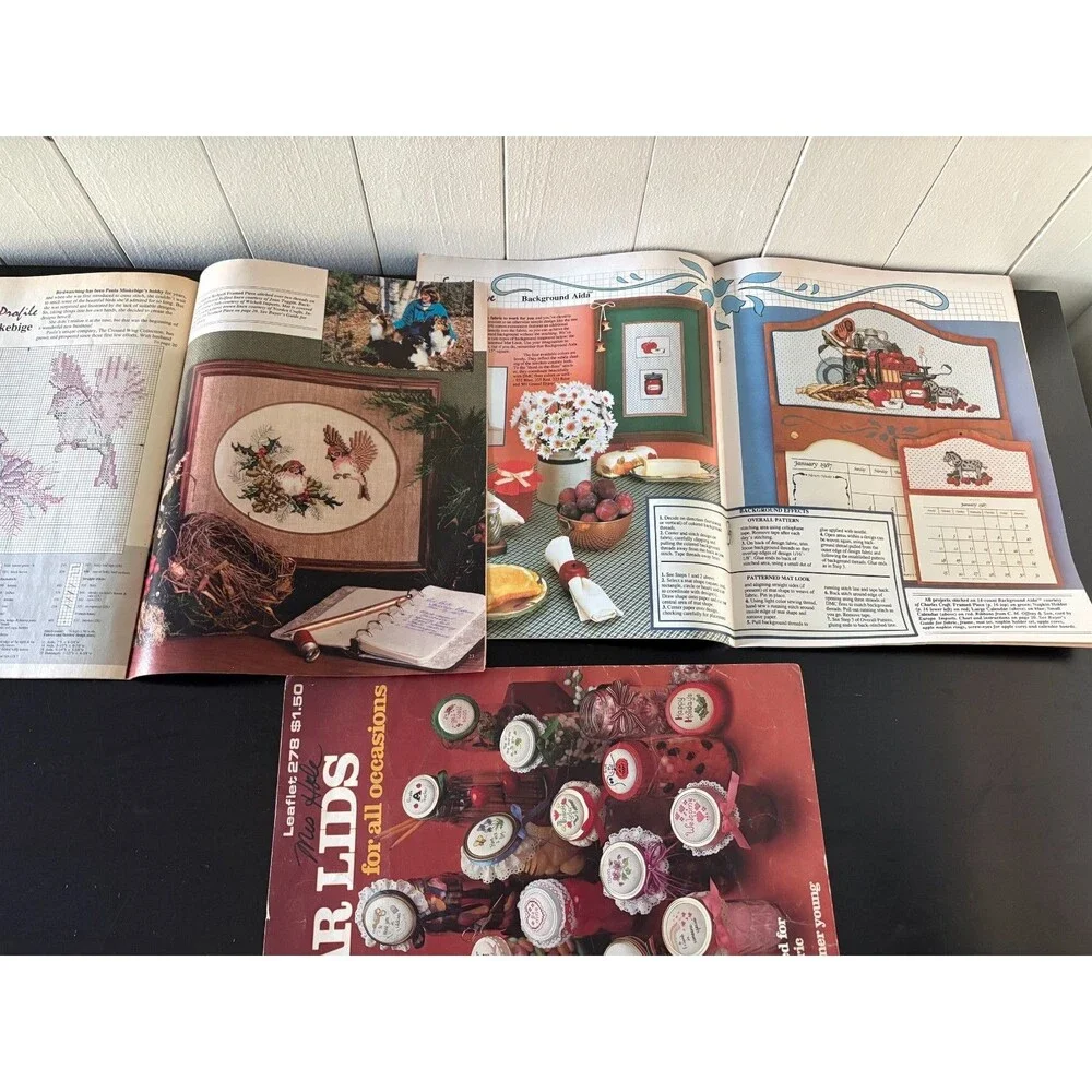 Vintage 1980s Cross Stitch Pattern Booklets Magazines Lot of 13 Needlework